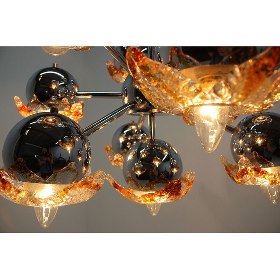 Image 1 of Lampe suspendue vintage "Spurnik" de l'ère spatiale de Murano, Italie 1970