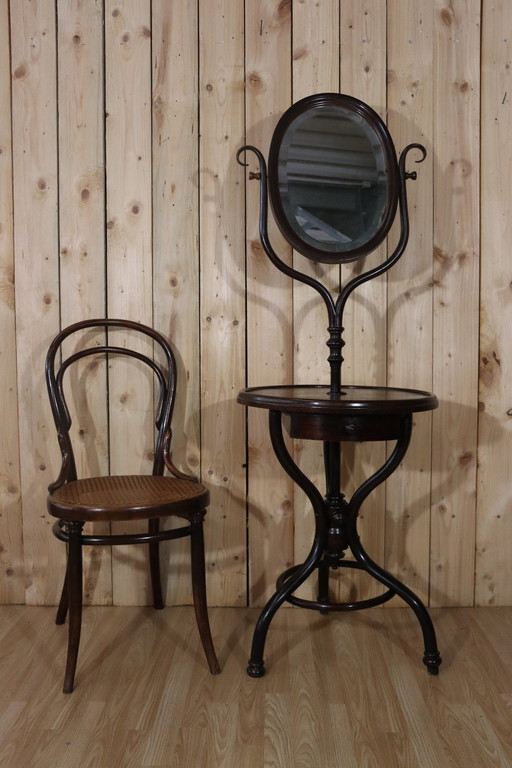 Meuble de Toilette Bois Courbé Style Thonet par Kohn