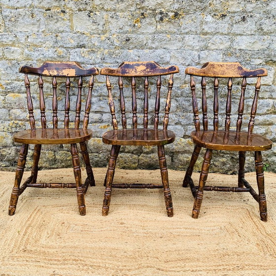 Image 1 of Ensemble de 3 chaises vintage en pin