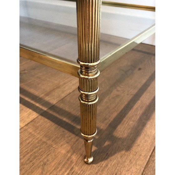 Image 1 of Table basse vintage en laiton avec double plateau, France 1940