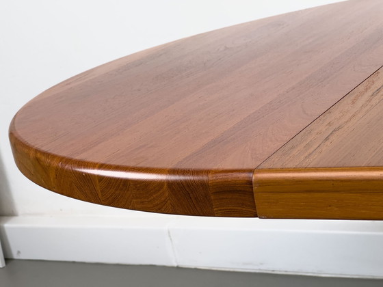 Image 1 of Danish Round Teak Dining Table With Extension, 1970S