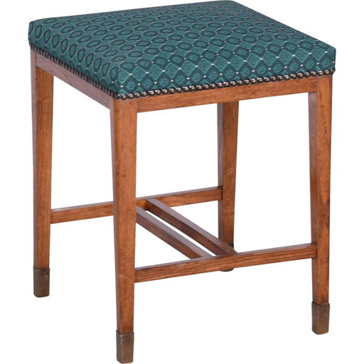 Tabouret vintage Art Deco en chêne, Tchécoslovaquie 1930