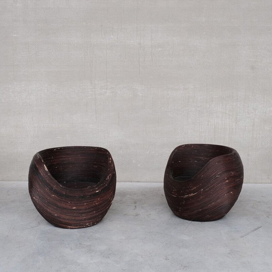 Image 1 of Paire de fauteuils en rotin du milieu du siècle par Gabriella Crespi, Italie années 1960