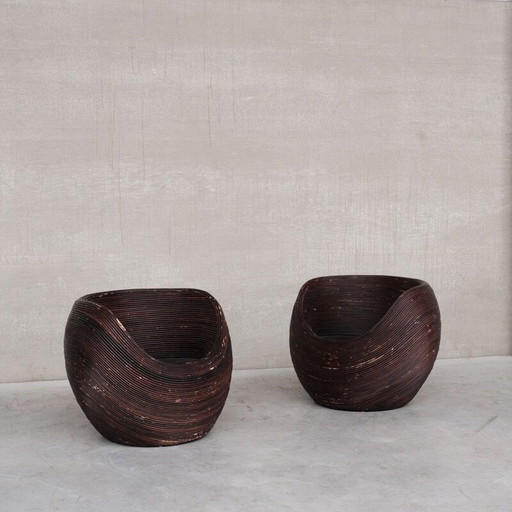 Paire de fauteuils en rotin du milieu du siècle par Gabriella Crespi, Italie années 1960