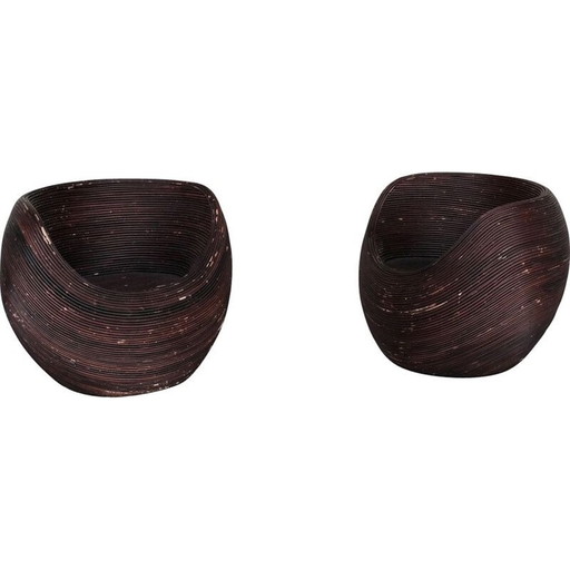 Paire de fauteuils en rotin du milieu du siècle par Gabriella Crespi, Italie années 1960