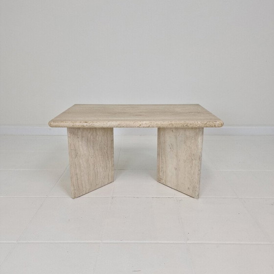 Image 1 of Table basse rectangle vintage en travertin, Italie 1980