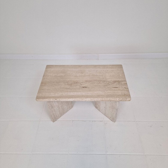 Image 1 of Table basse rectangle vintage en travertin, Italie 1980