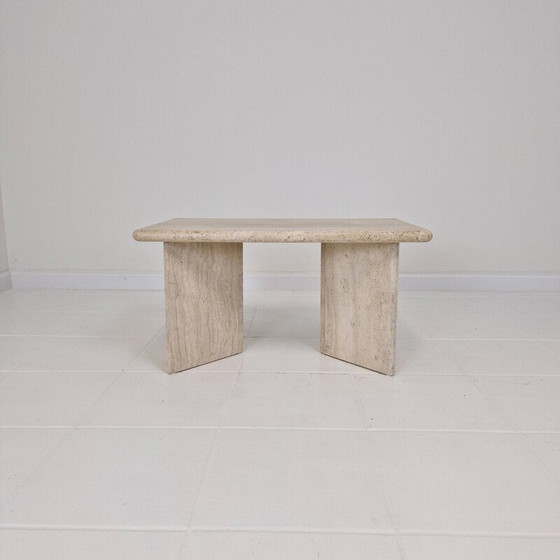 Image 1 of Table basse rectangle vintage en travertin, Italie 1980