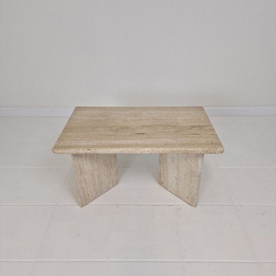 Image 1 of Table basse rectangle vintage en travertin, Italie 1980