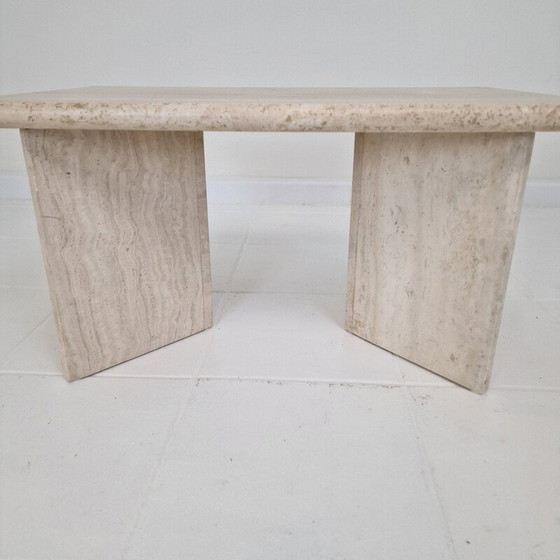 Image 1 of Table basse rectangle vintage en travertin, Italie 1980
