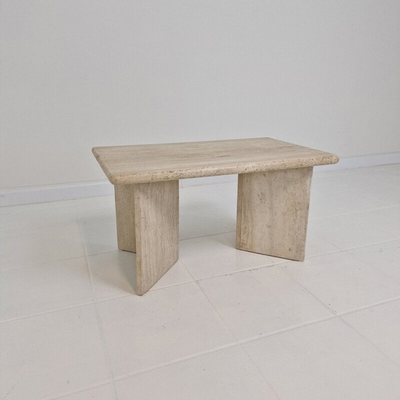 Image 1 of Table basse rectangle vintage en travertin, Italie 1980