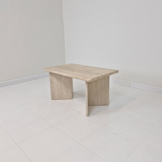 Image 1 of Table basse rectangle vintage en travertin, Italie 1980
