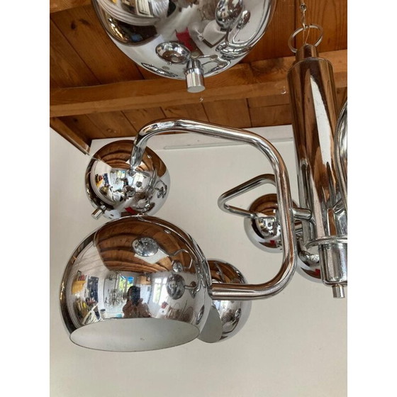 Image 1 of Lustre vintage en métal chromé, 1960