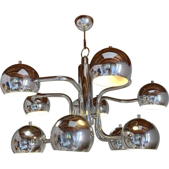 Image 1 of Lustre vintage en métal chromé, 1960