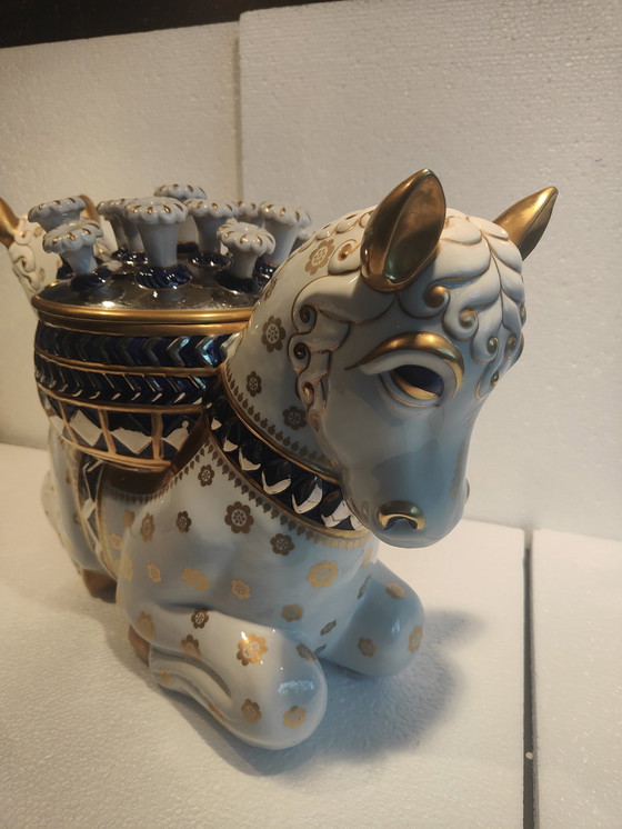 Image 1 of Giulia Mangani Antique Centerpiece Italian Porcelain Horse Pièce unique !