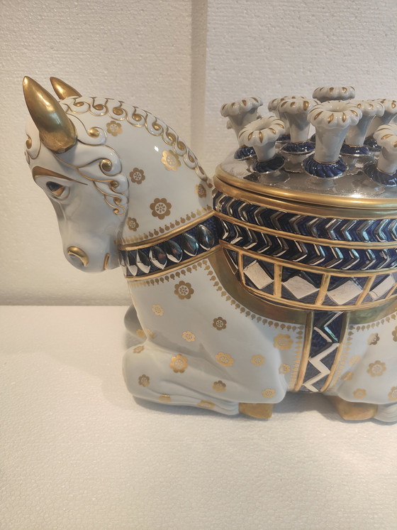 Image 1 of Giulia Mangani Antique Centerpiece Italian Porcelain Horse Pièce unique !