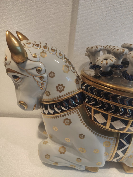 Image 1 of Giulia Mangani Antique Centerpiece Italian Porcelain Horse Pièce unique !