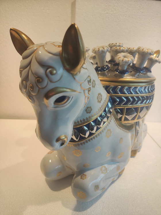 Image 1 of Giulia Mangani Antique Centerpiece Italian Porcelain Horse Pièce unique !