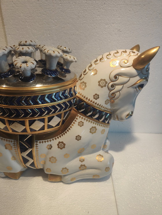 Image 1 of Giulia Mangani Antique Centerpiece Italian Porcelain Horse Pièce unique !