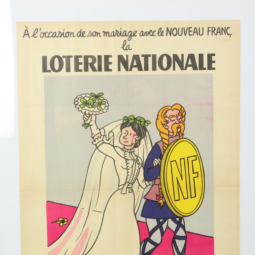 Affiche publicitaire encadrée Loterie Fifties Jean Effel