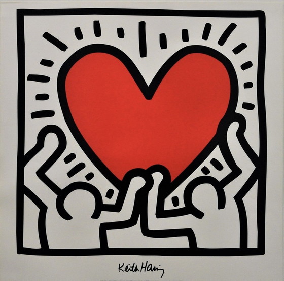 Image 1 of Keith Haring, signé avec l'enregistrement du droit d'auteur "Estate Of Keith Haring". Keith Haring. Sans titre, 1988". Offset