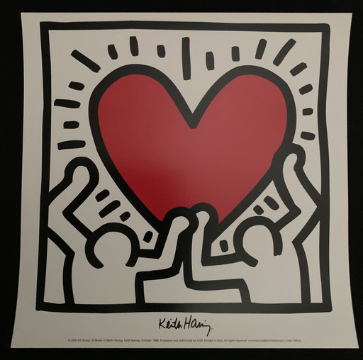 Keith Haring, signé avec l'enregistrement du droit d'auteur "Estate Of Keith Haring". Keith Haring. Sans titre, 1988". Offset