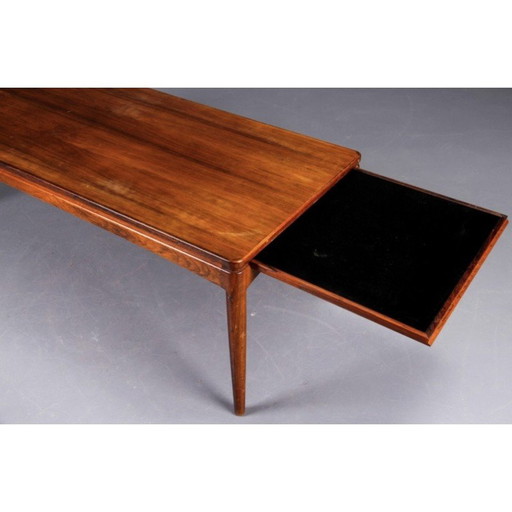 Table basse vintage en palissandre et formica noir par Ole Wanscher pour Frandsen et fils, Danemark 1960