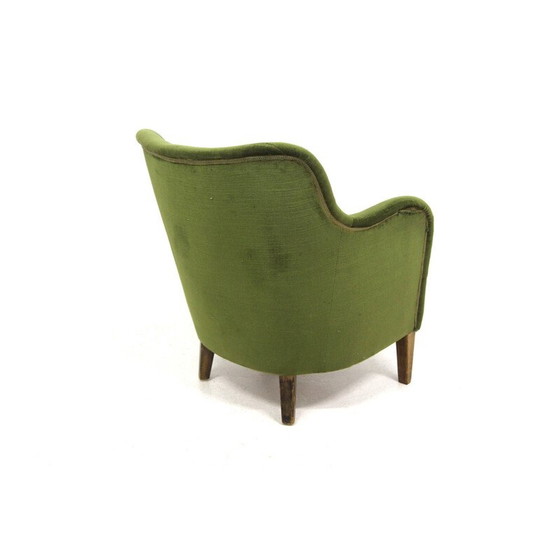 Image 1 of Fauteuil vintage en hêtre et velours, Suède 1950