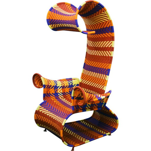 Trône vintage Afrika en métal et polyéthylène tressé, 2000