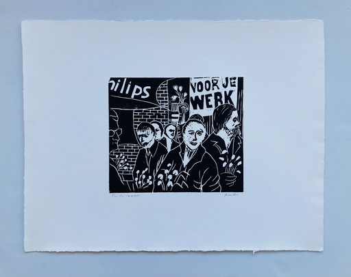 Hendrik Kist - Linogravure - Après l'action - Vintage