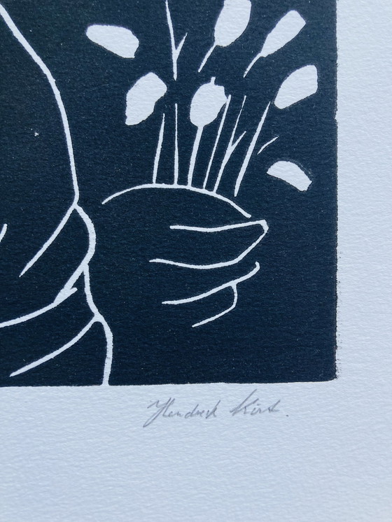 Image 1 of Hendrik Kist - Linogravure - Après l'action - Vintage