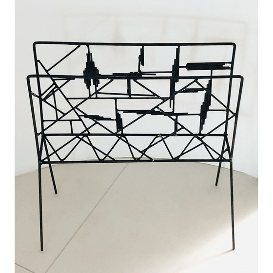 Image 1 of Porte-revues vintage en métal noir, France 1950