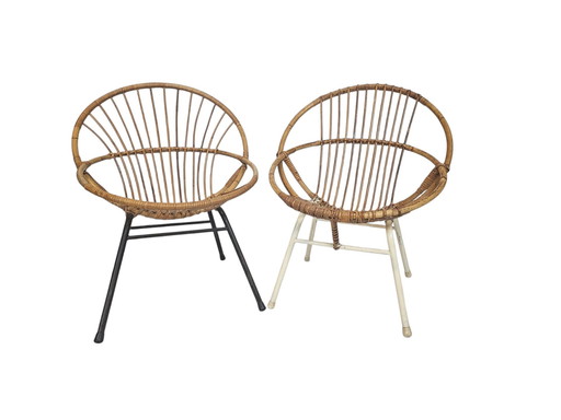 Vintage - Dutch Design - Rohe Noordwolde - Rattan - 2 Chairs - 1960S
