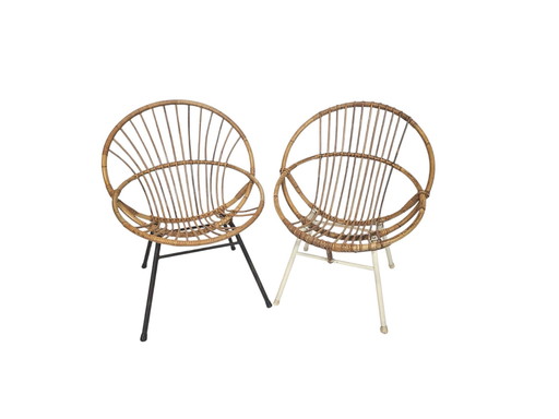 Vintage - Dutch Design - Rohe Noordwolde - Rattan - 2 Chairs - 1960S