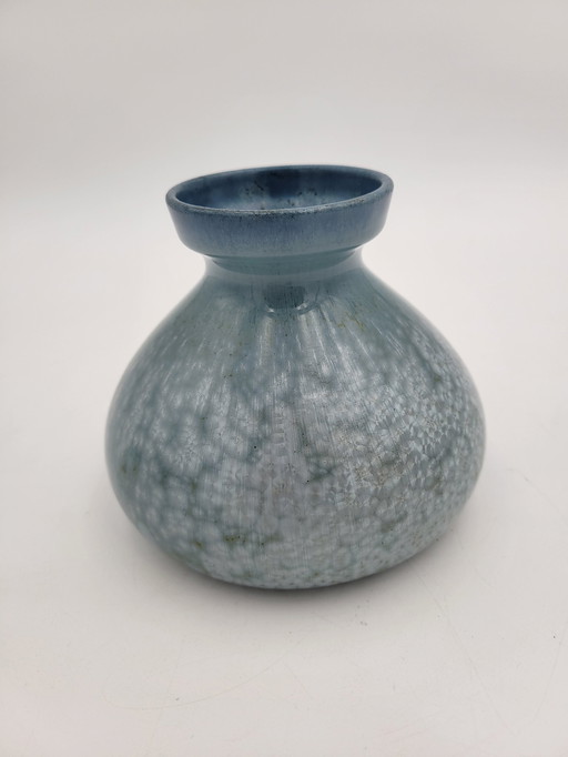 Vase Céramique De Sarreguemines À Cristallisations Etna Vers 1920