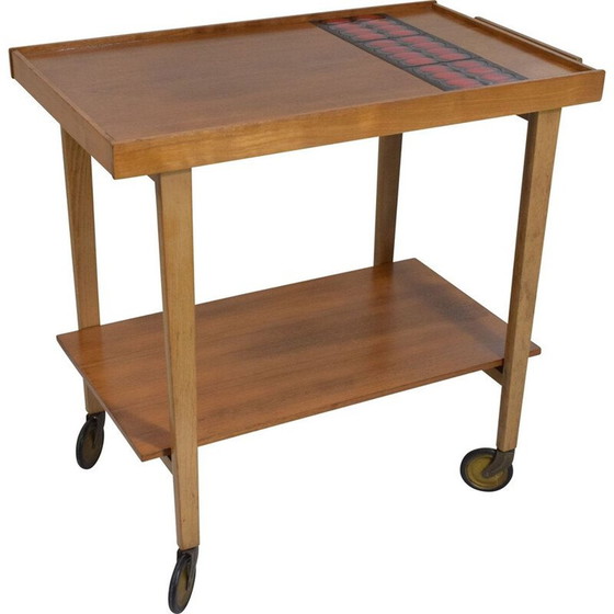 Image 1 of Bar roulant ou buffet vintage en céramique rouge, 1950