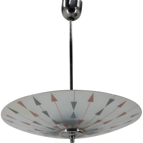 Image 1 of Lampe suspendue vintage en verre et métal poli pour Napako, 1960