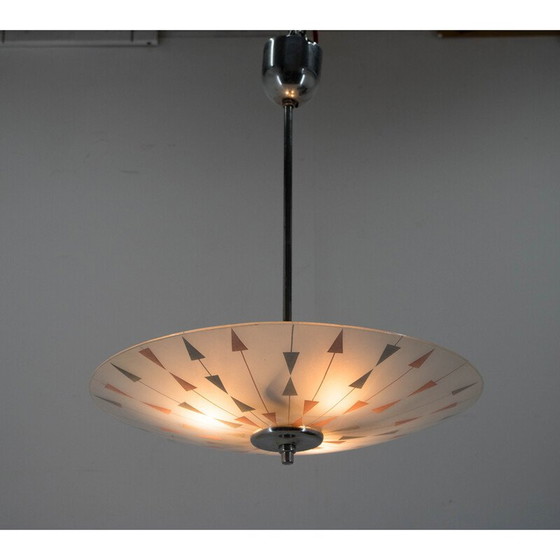 Image 1 of Lampe suspendue vintage en verre et métal poli pour Napako, 1960