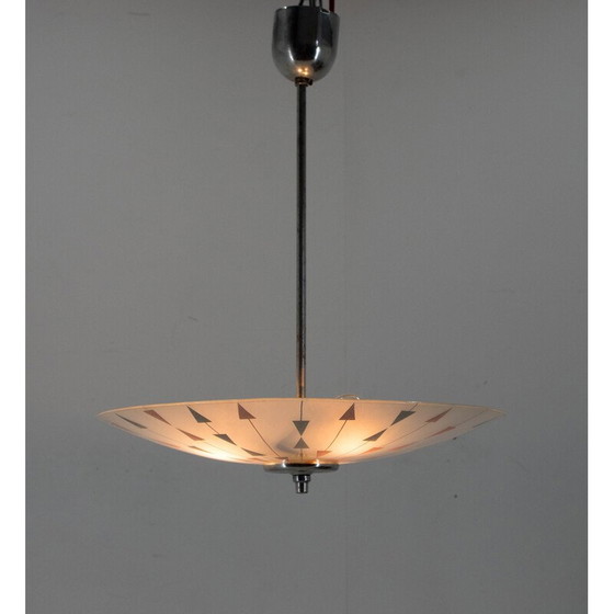 Image 1 of Lampe suspendue vintage en verre et métal poli pour Napako, 1960