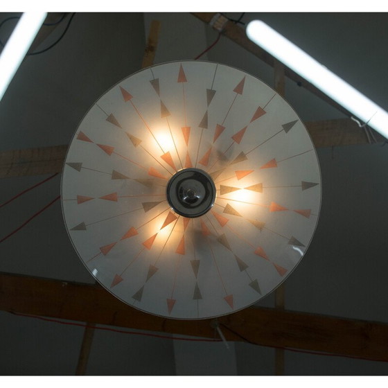 Image 1 of Lampe suspendue vintage en verre et métal poli pour Napako, 1960