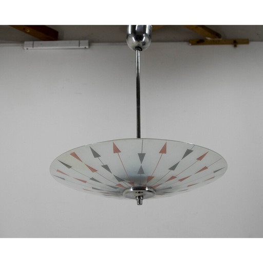 Lampe suspendue vintage en verre et métal poli pour Napako, 1960