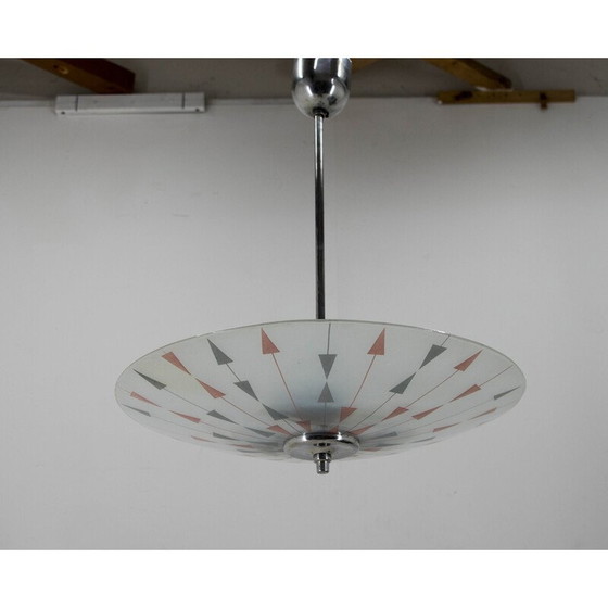 Image 1 of Lampe suspendue vintage en verre et métal poli pour Napako, 1960
