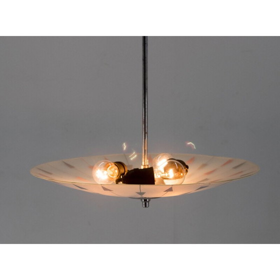 Image 1 of Lampe suspendue vintage en verre et métal poli pour Napako, 1960