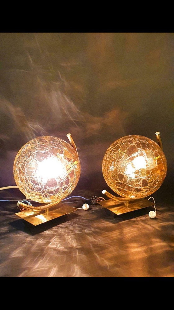 Image 1 of 3x lampes en verre dépoli de l'ère spatiale