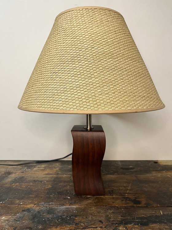 Image 1 of Lampe à vagues vintage post-moderne avec base en bois