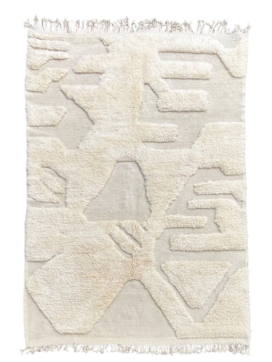 Image 1 of Tapis en laine abstrait contemporain marocain