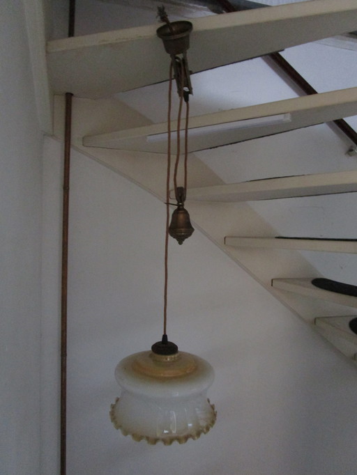 Magnifique grande lampe pendante ajustable des années 1940