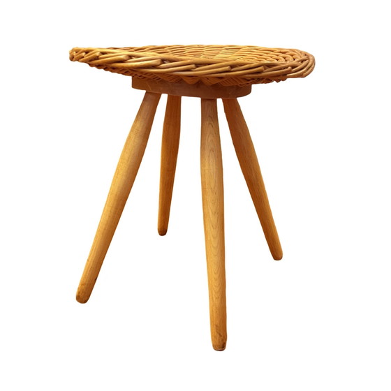 Image 1 of Tabouret en rotin conçu par J. Kalous, Úluv, Tchécoslovaquie, années 1960