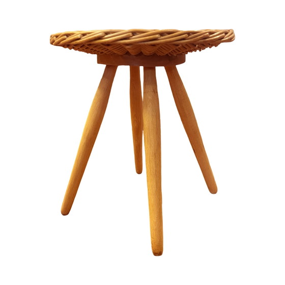 Image 1 of Tabouret en rotin conçu par J. Kalous, Úluv, Tchécoslovaquie, années 1960
