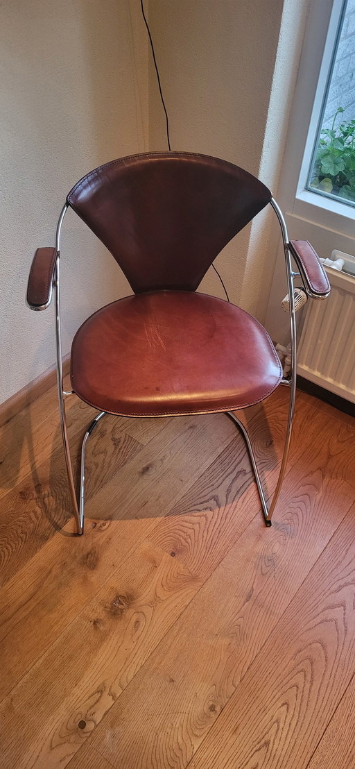 4x Design Chairs Leather/Steel From Arrben Italy